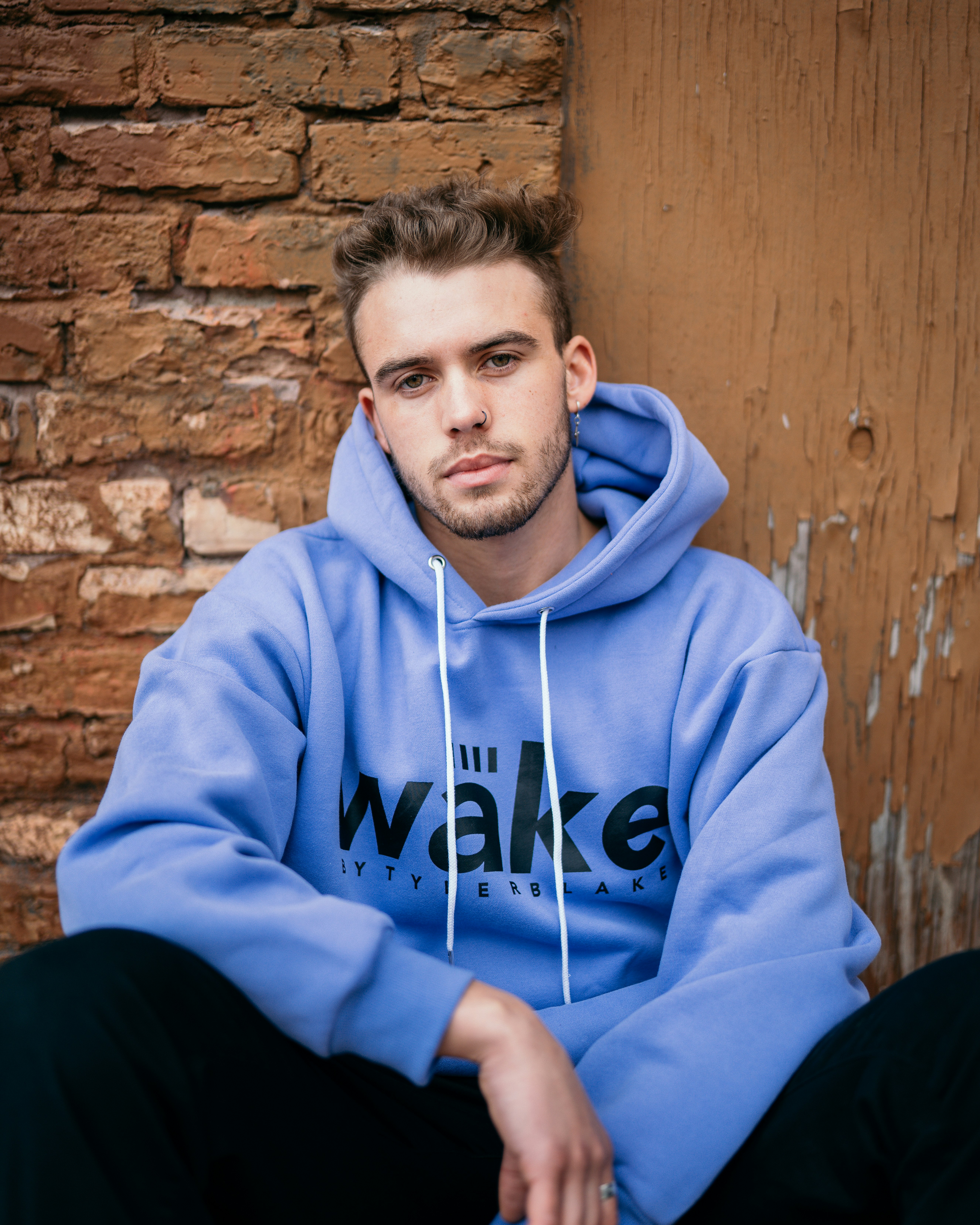 man in blue and white pullover hoodie